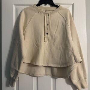 Altar'd State Cream Raglan Polo Sweatshirt